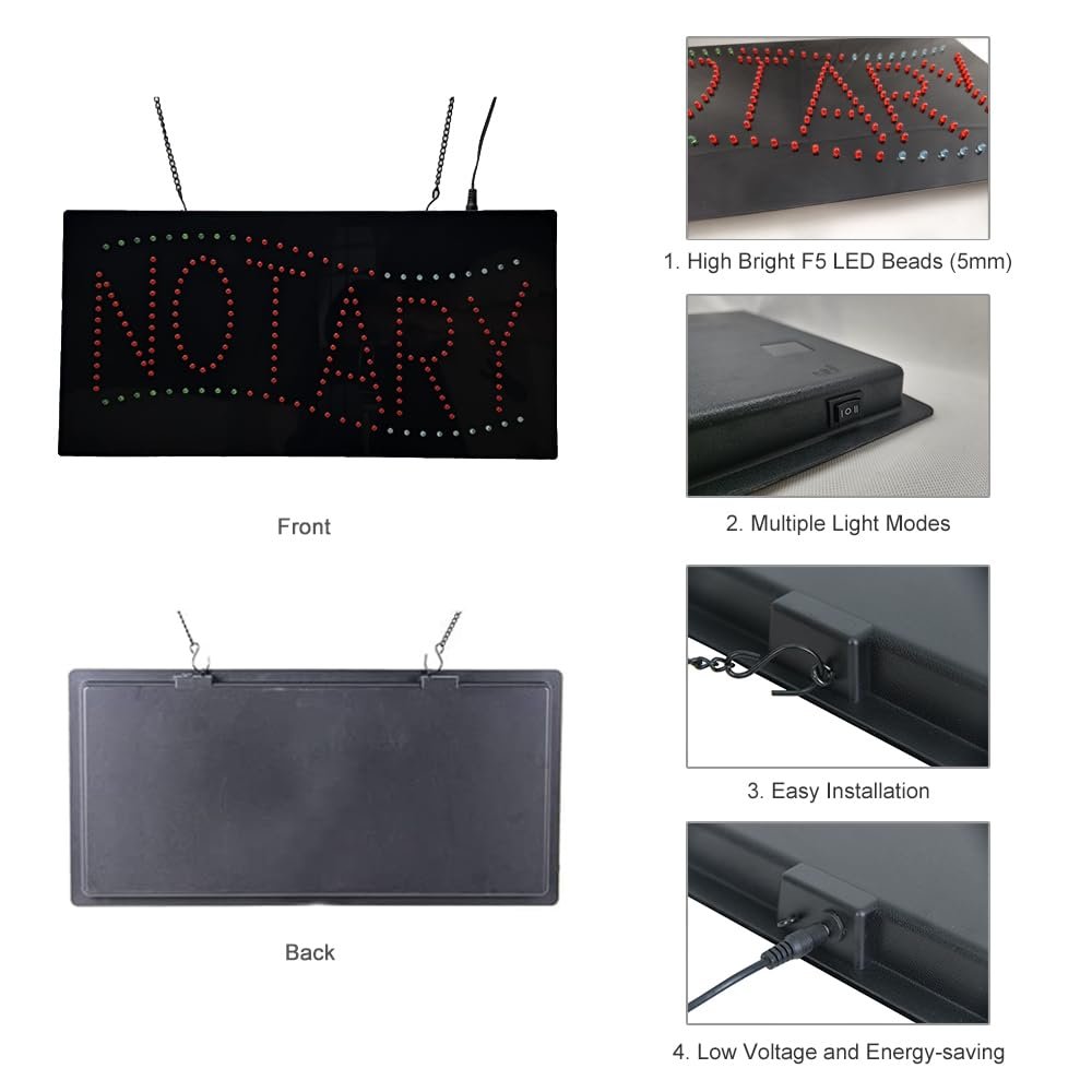 LED Notary Dot Sign, 19"x9.5" - Image 4