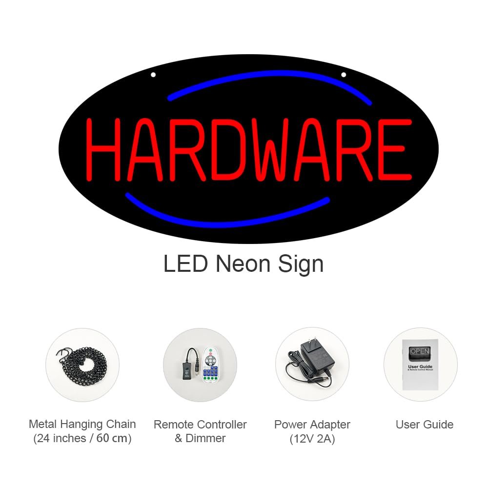 LED Hardware Neon Sign, 20"x10" - Image 3
