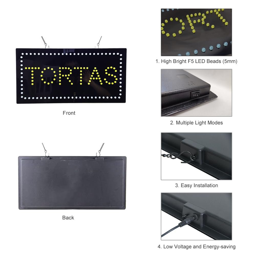 LED Tortas Sign, 19”x9.5” - Image 4