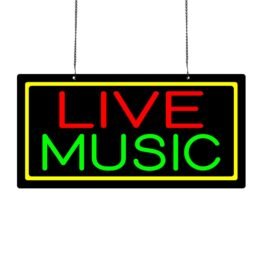 LED Live Music Neon Sign, 20″x10″