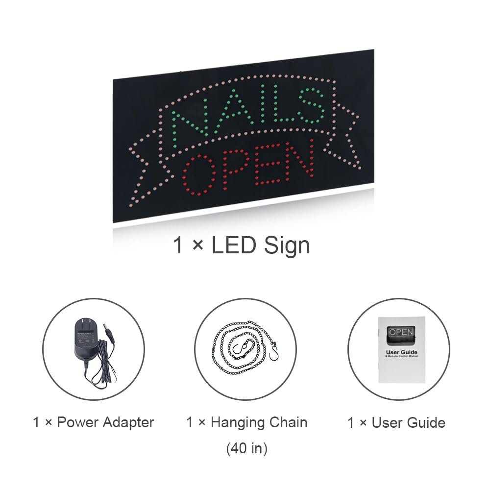 LED Nails Open Sign, Animated Billboard LED Open Sign for Nail Salon or Beauty Shop - Image 7