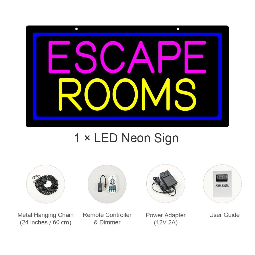 LED Escape Rooms Neon Sign, 20"x10" - Image 3