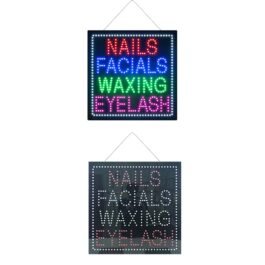 LED Nails Facials Waxing Eyelash Sign, 24″x24″