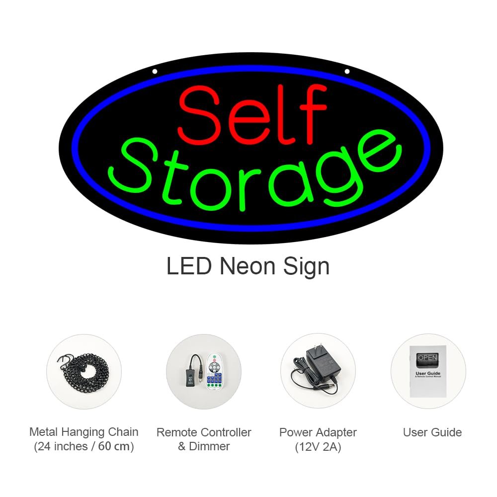 LED Self Storage Neon Sign, 20"x10" - Image 4