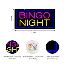 LED Bingo Night Neon Sign, 20″x10″