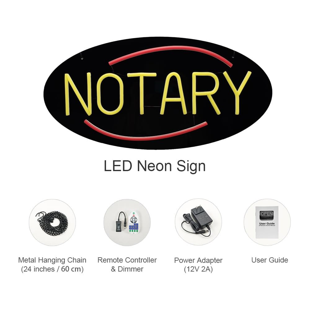 LED Notary Neon Sign, 20"x10" - Image 5