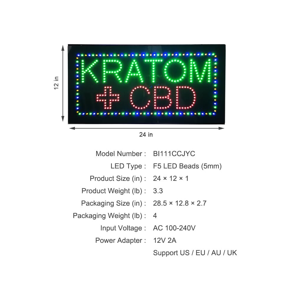 LED Kratom CBD Sign, 24"x12" - Image 5