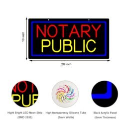 LED Notary Public Neon Sign, 20″x10″