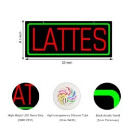 LED Lattes Neon Sign, 20″x8.3″