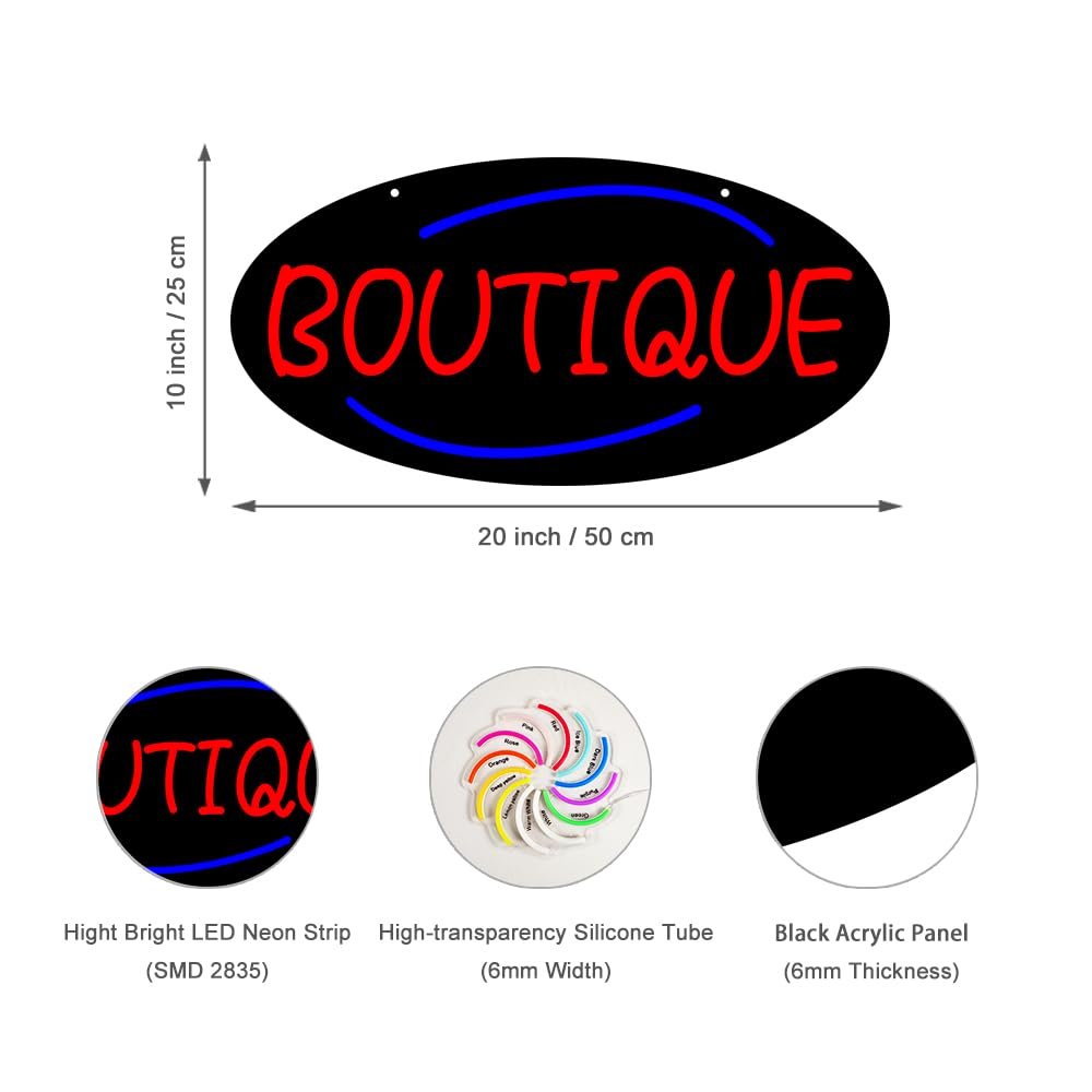 LED Boutique Neon Sign, 20"x10" - Image 3