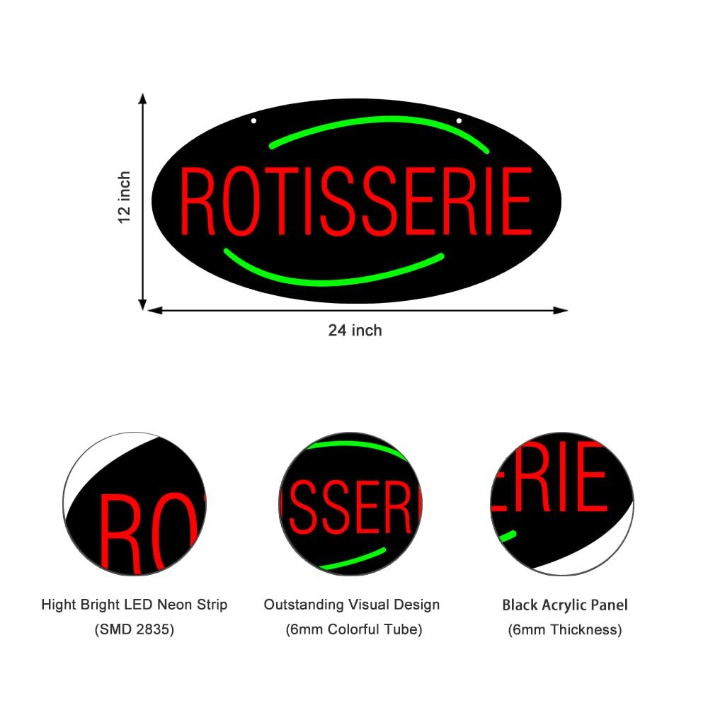 LED Rotisserie Neon Sign, 24"x12" - Image 3