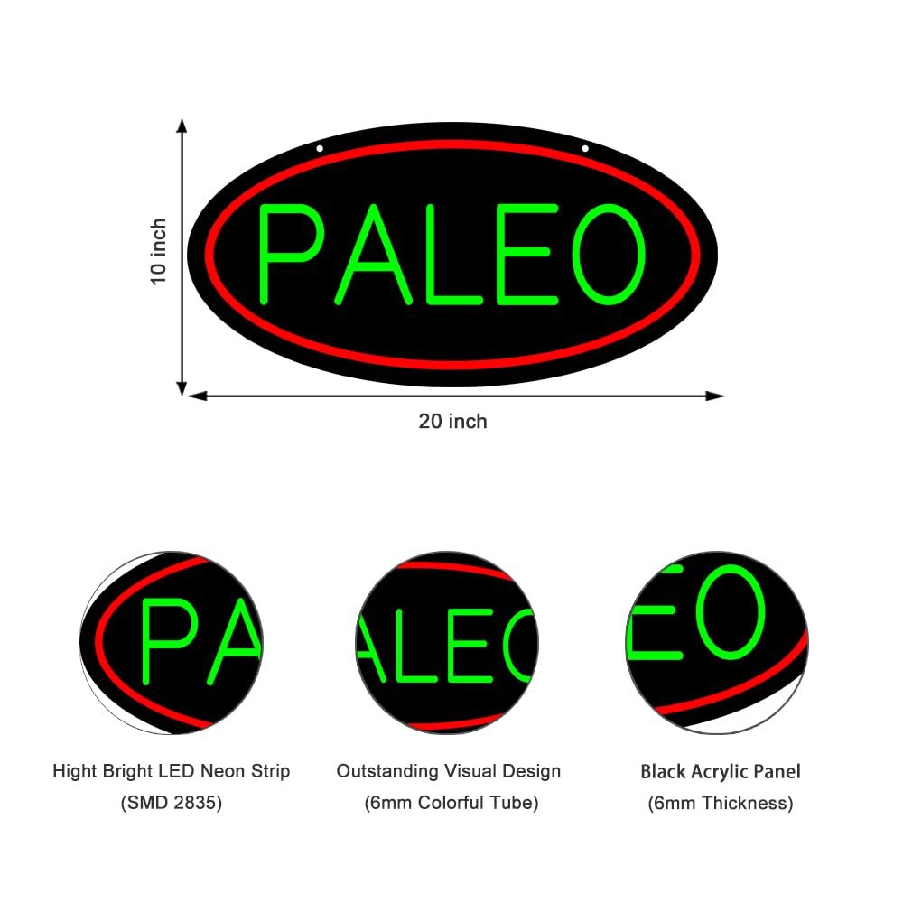 LED Paleo Neon Sign, 20"x10" - Image 2