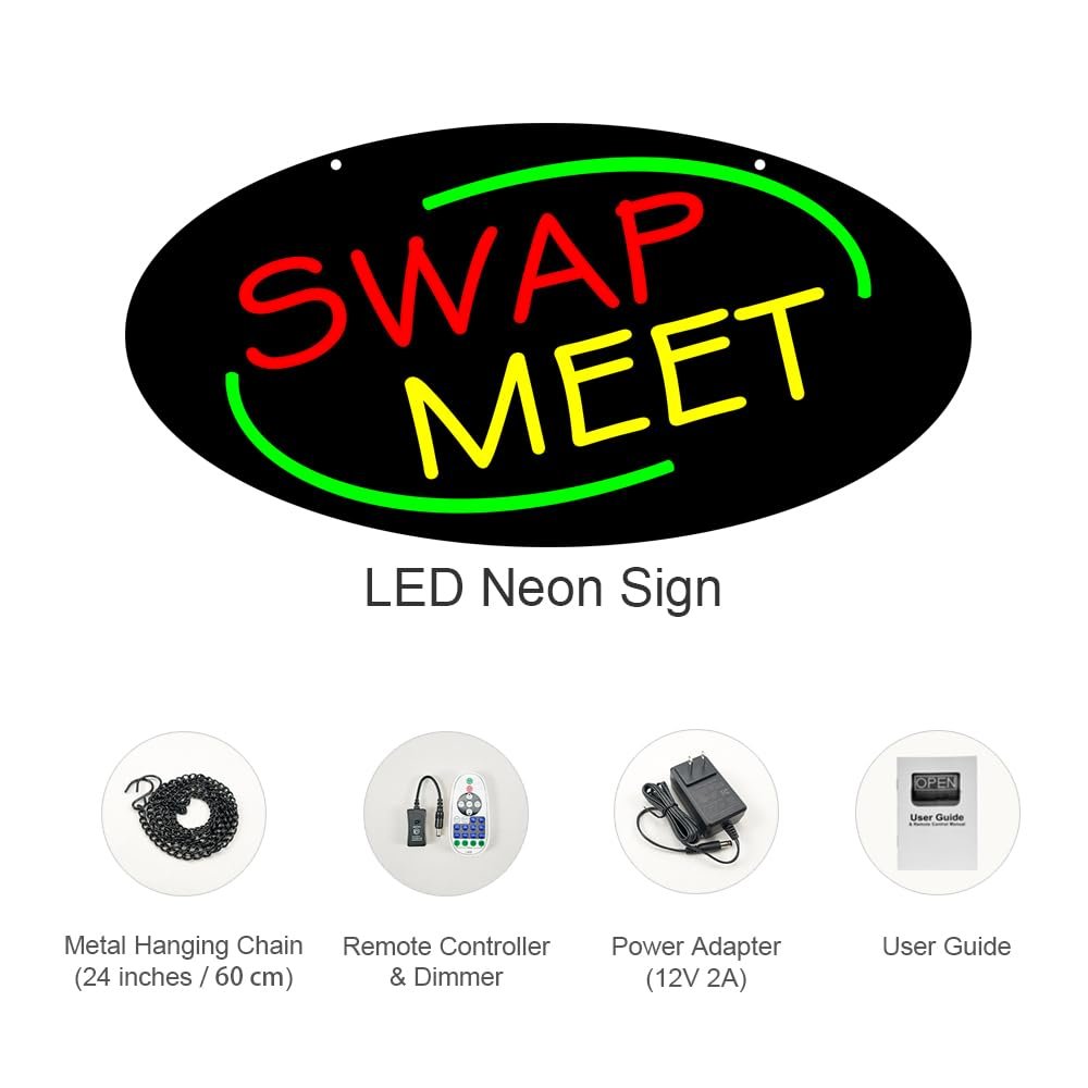 LED Swap Meet Neon Sign, 20"x10" - Image 3