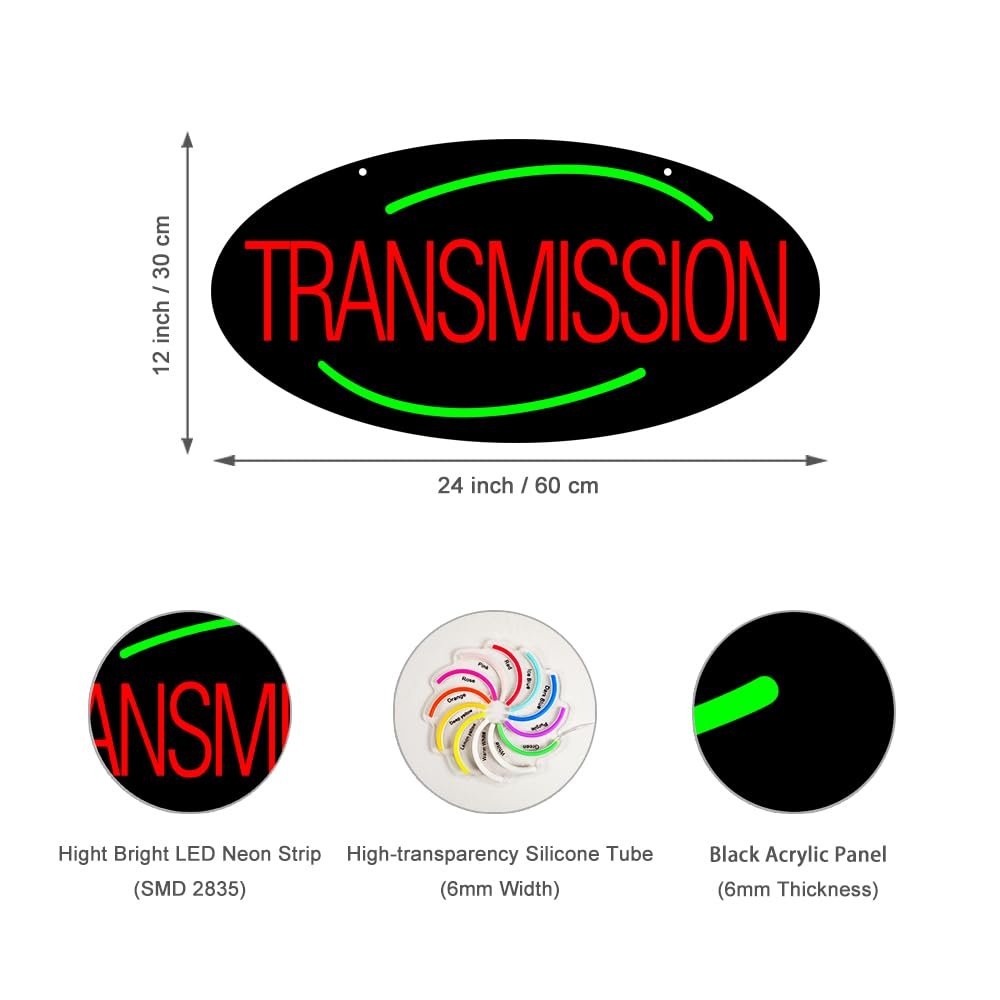 LED Transmission Neon Sign, 24"x12" - Image 2