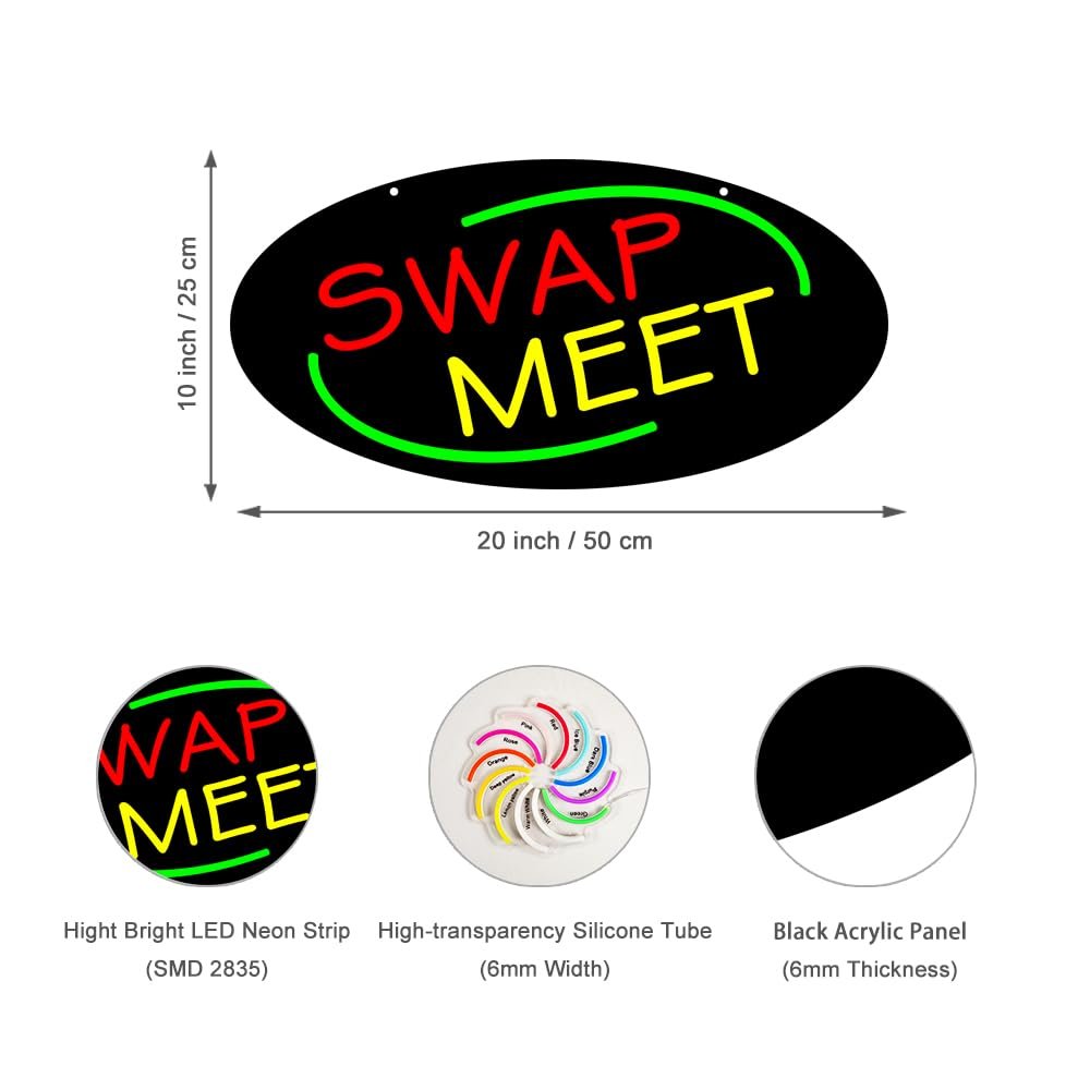 LED Swap Meet Neon Sign, 20"x10" - Image 2