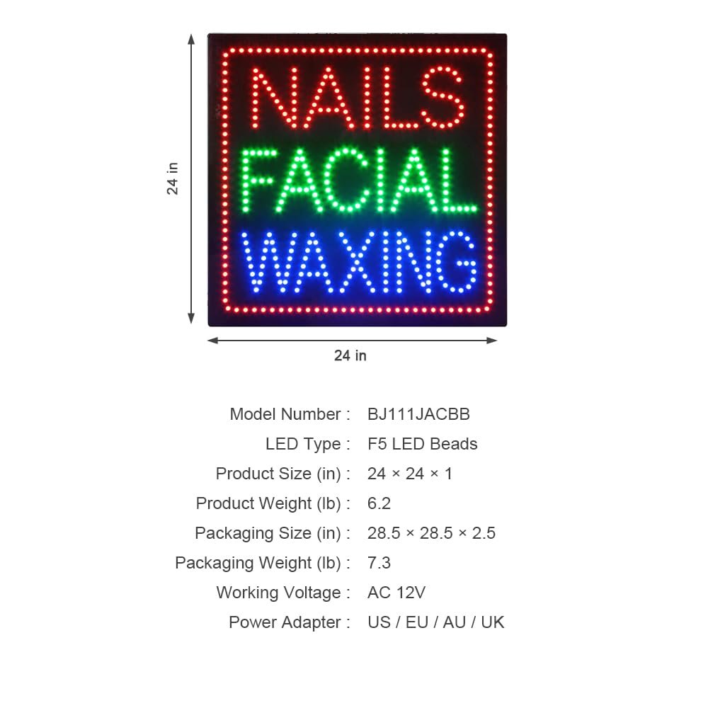 Nail Facial Waxing Sign, 24"x24" - Image 4
