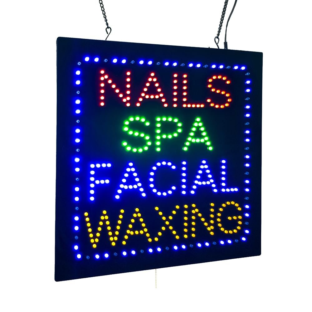 LED Nails SPA Facial Waxing Sign, 16"x16"