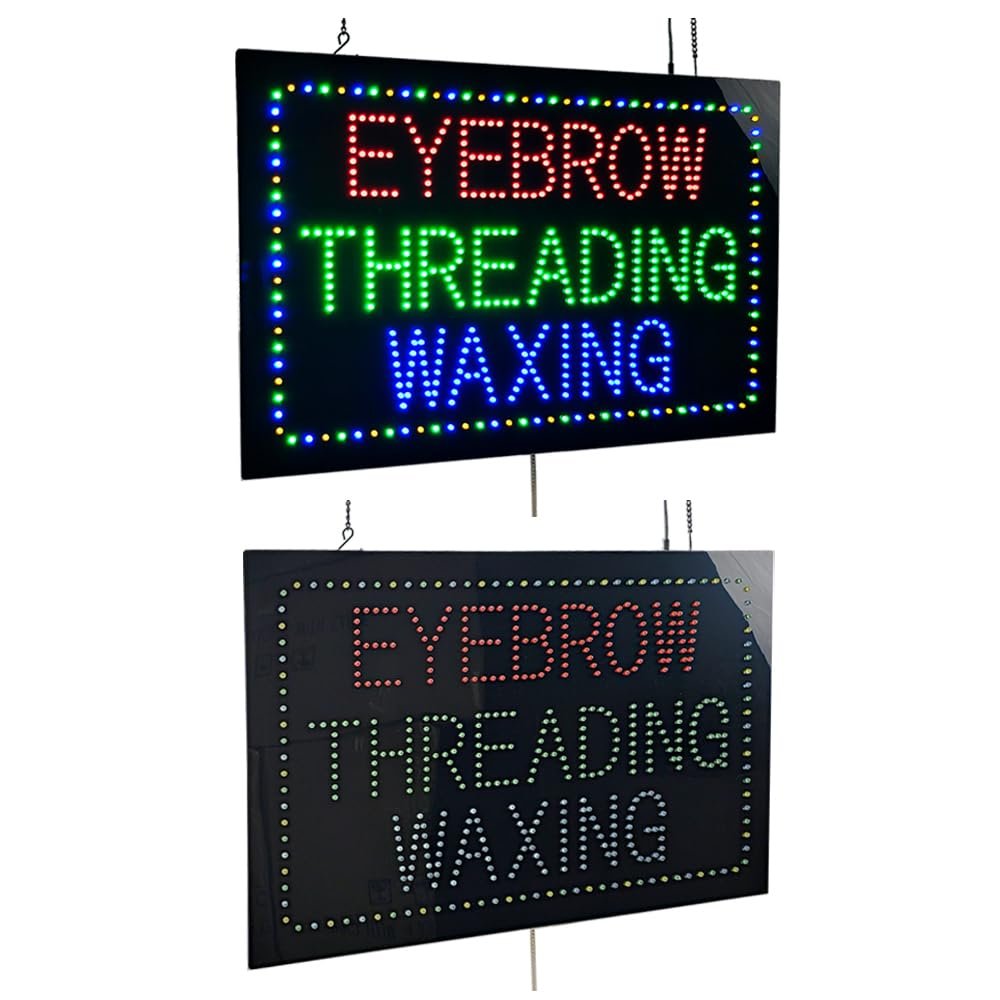 LED Eyebrow Threading Waxing Sign, 24"x16" - Image 4