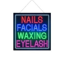 LED Nails Facials Waxing Eyelash Sign, 24″x24″