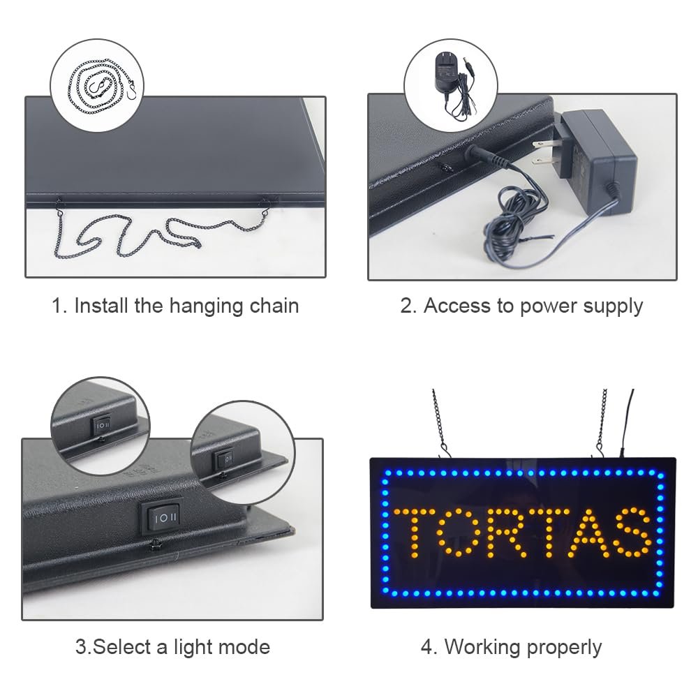 LED Tortas Sign, 19”x9.5” - Image 6