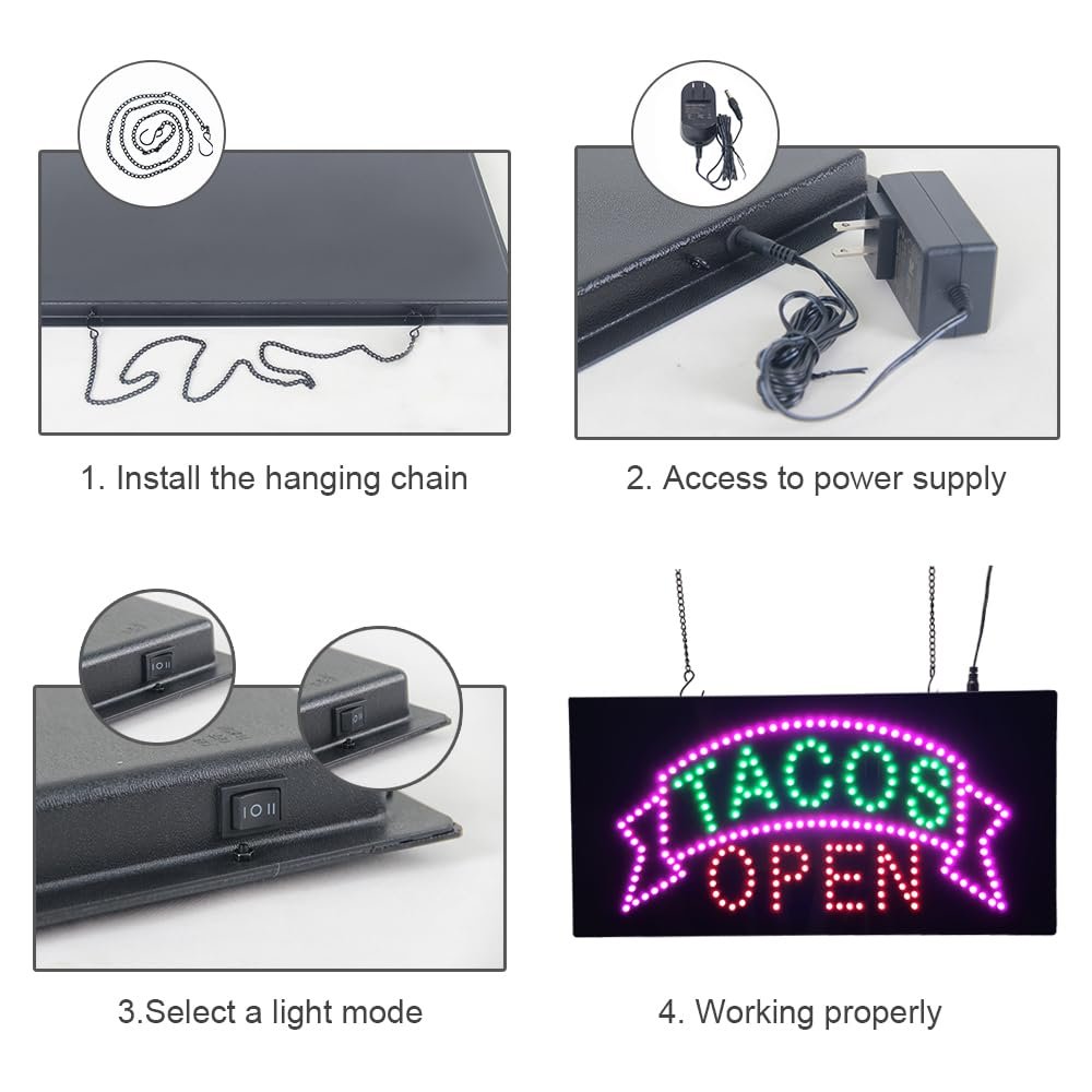 LED Tacos Sign, 19”x9.5” - Image 6