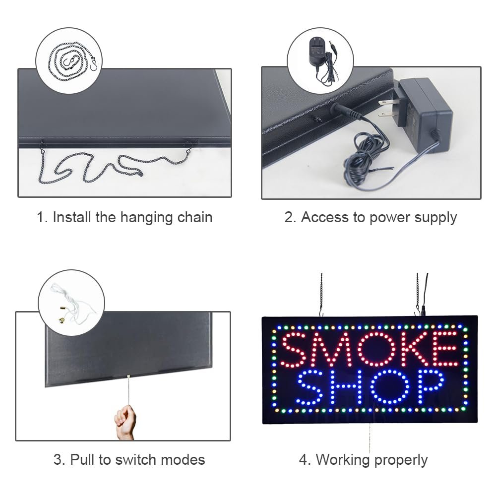 LED Smoke Shop Sign, 24"x12" - Image 6