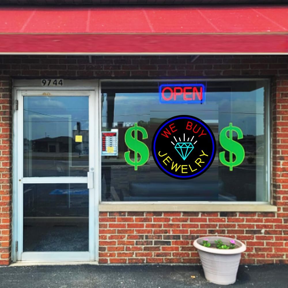 LED We Buy Jewelry Neon Sign, 20"x20" - Image 3