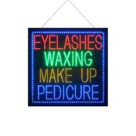 LED Eyelashes Waxing Make Up Pedicure Sign, 24″x24″