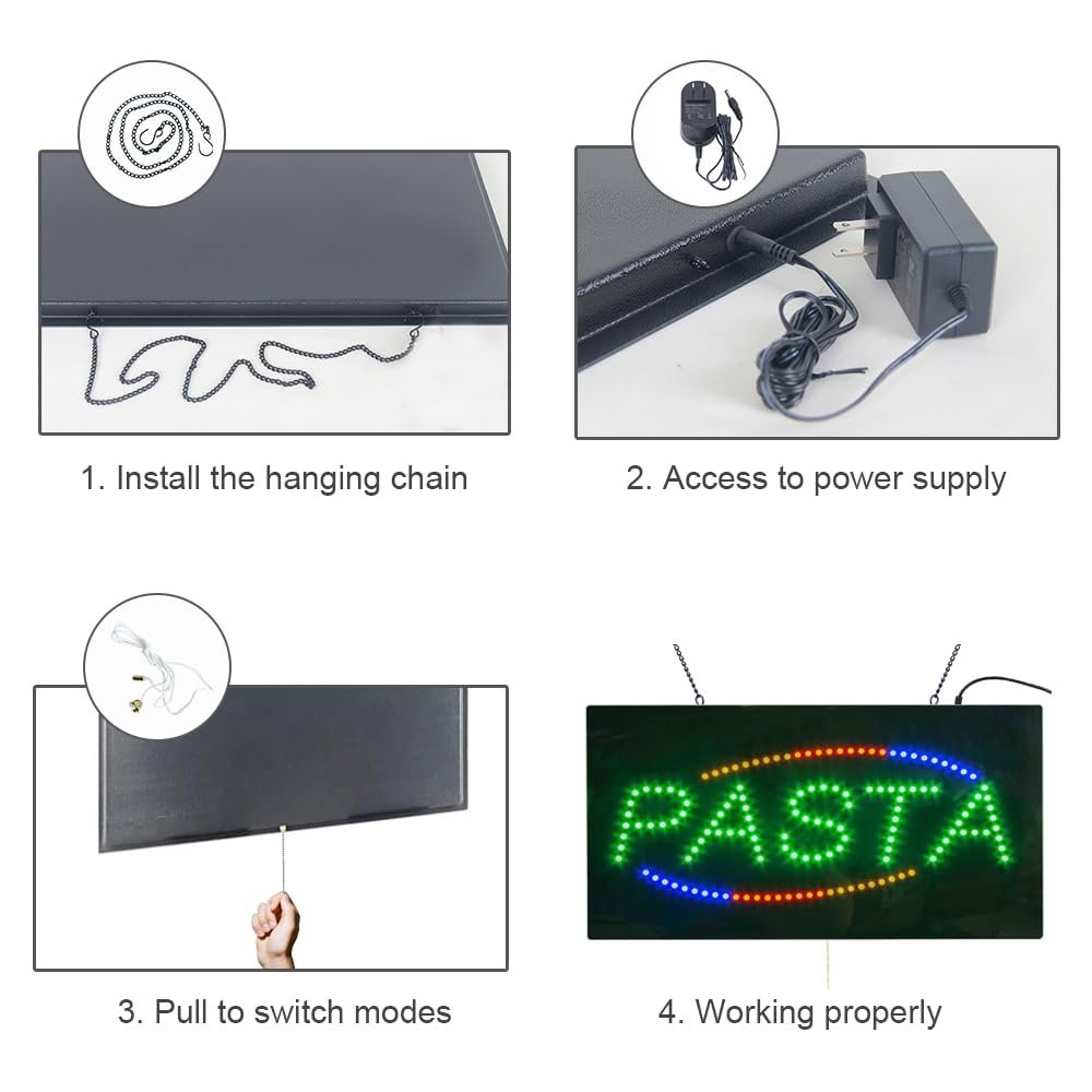 LED Pasta Sign, 19"x9.5" - Image 5