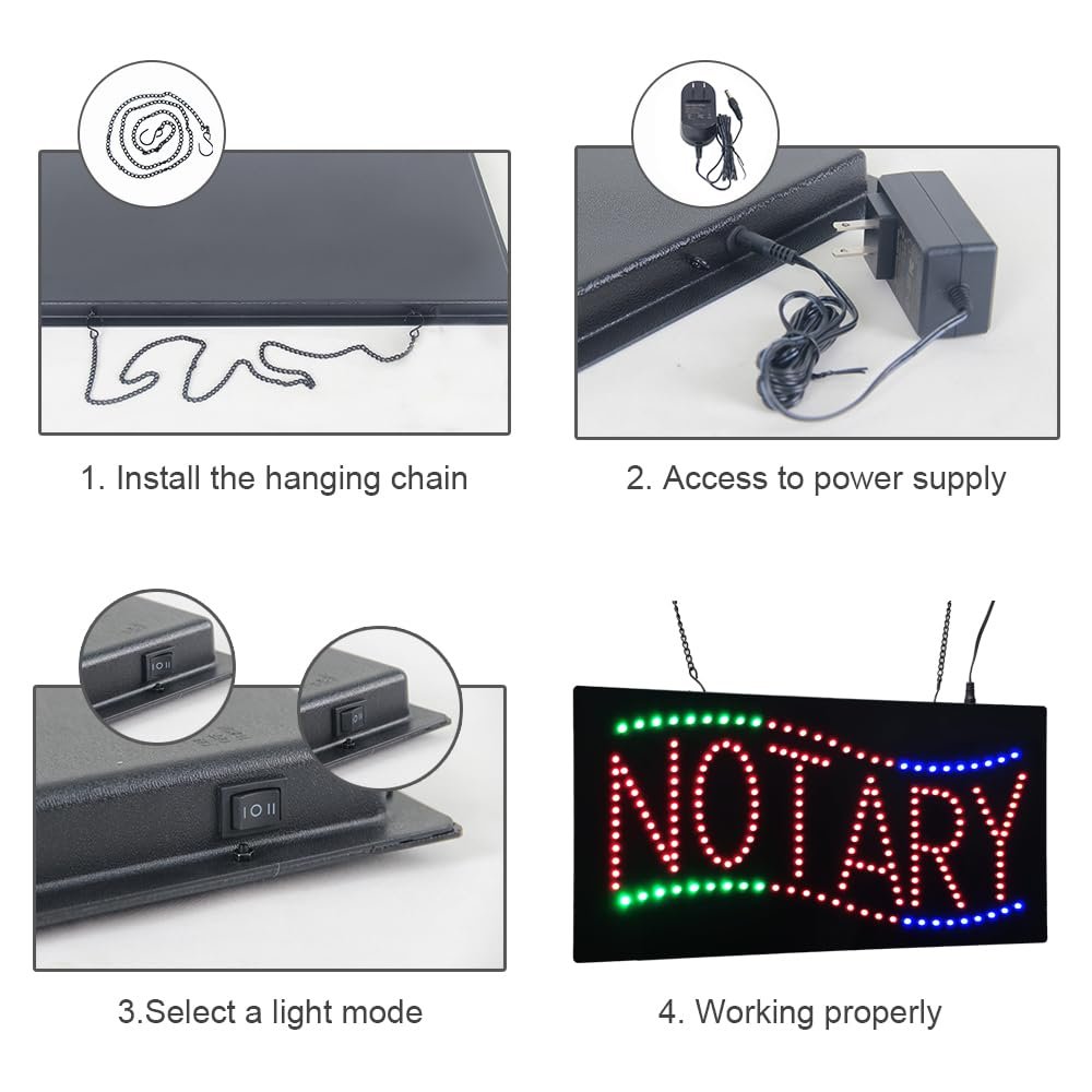 LED Notary Dot Sign, 19"x9.5" - Image 6