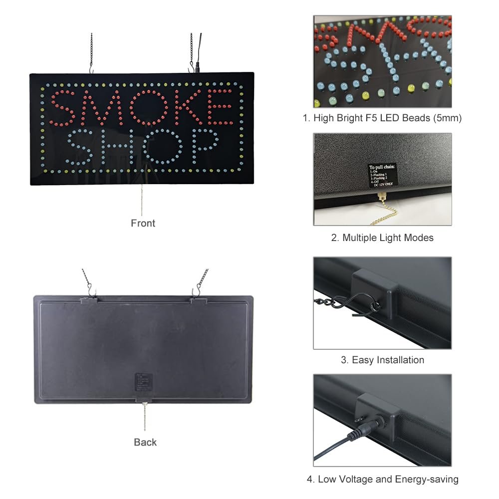 LED Smoke Shop Sign, 24"x12" - Image 4