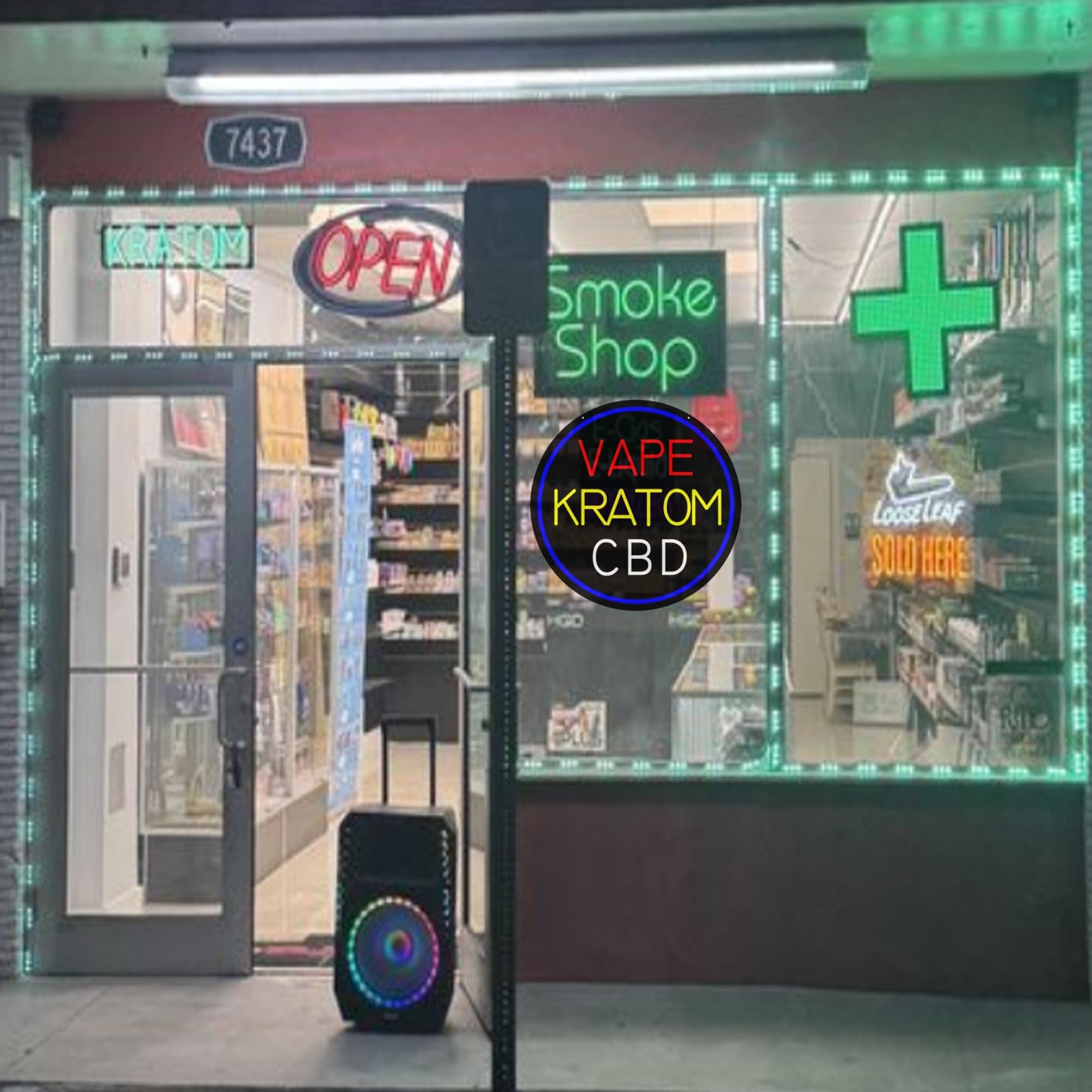 LED Vape Kratom CBD Neon Sign, 16"x16" - Image 3