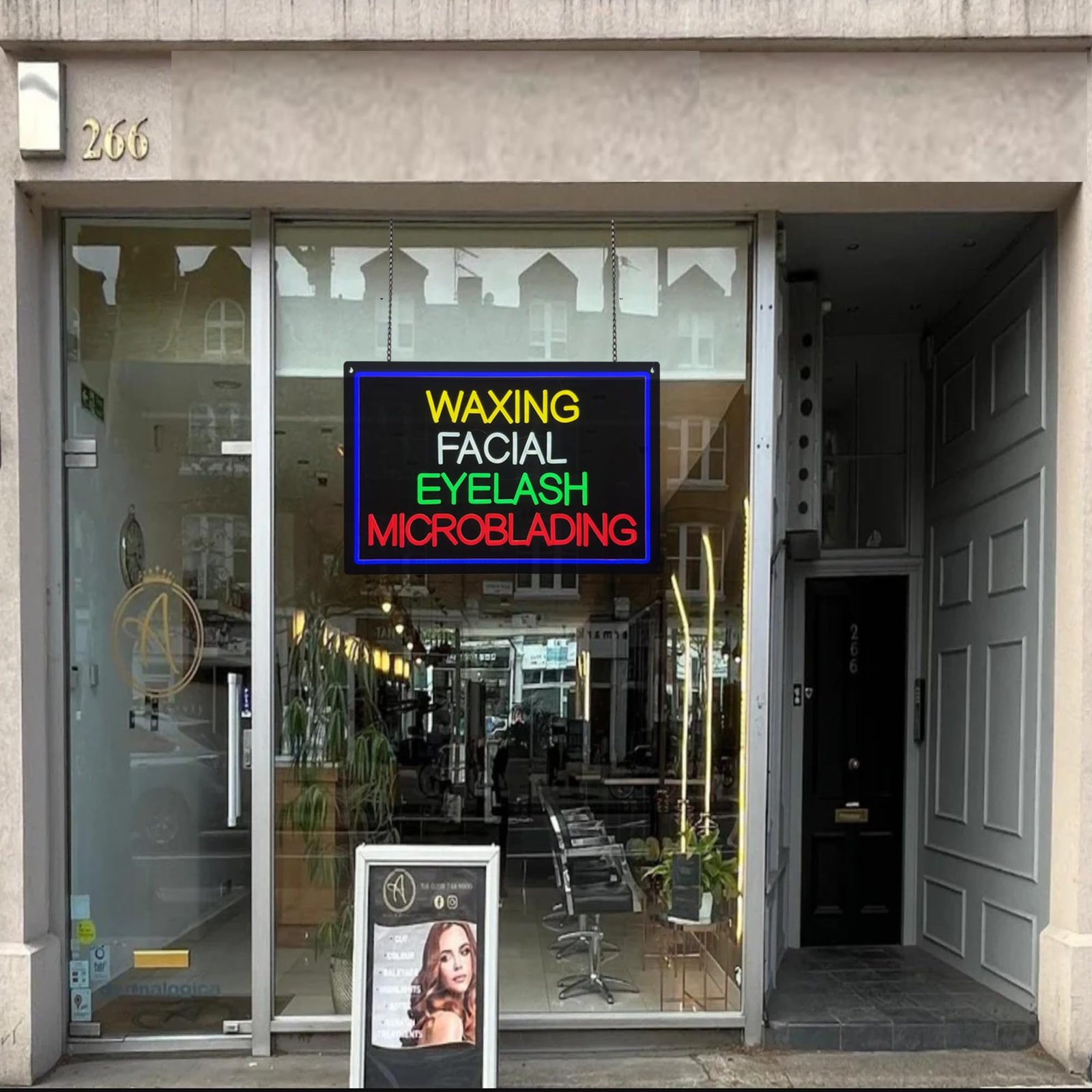 LED Waxing Facial Eyelash Microblading Neon Sign, 24"x16" - Image 3